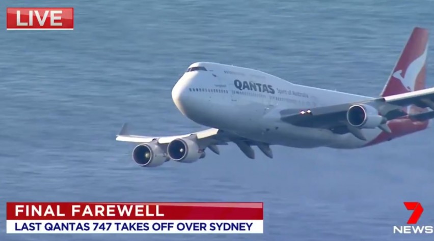 Foto (c) 7NEWS SYDNEY Qantas 747 laatste vlucht