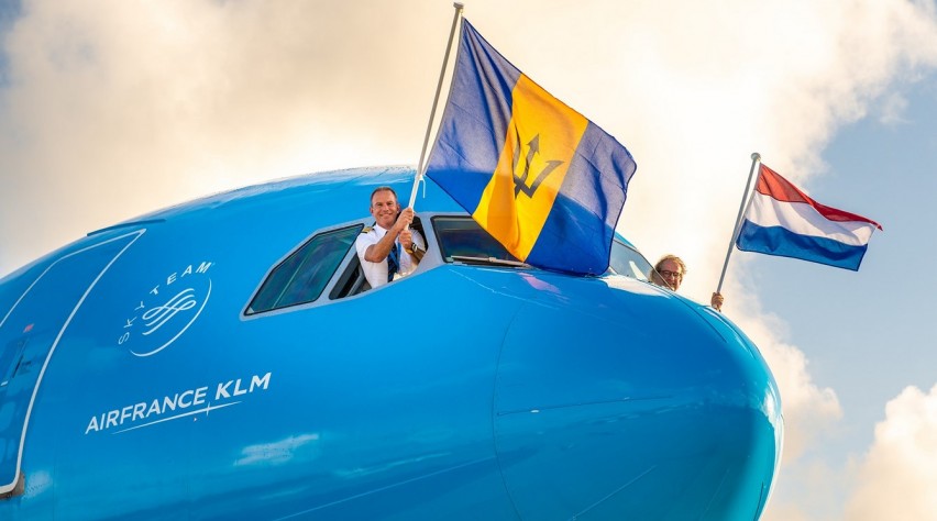 Foto (c) KLM/Mark Wagtendonk KLM eerste vlucht Barbados Trinidad