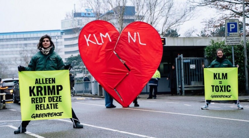 Foto (c) Greenpeace Greenpeace-actie KLM