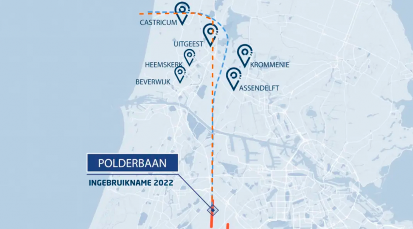 Foto (c) LVNL Gekromde aanvliegroute Polderbaan