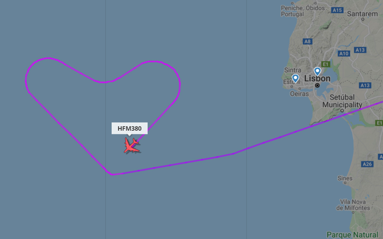 Foto (c) FR24 Hi Fly A380 hartje