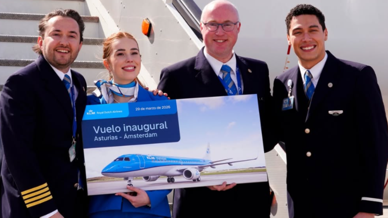 KLM met Embraer E190 voor de eerste keer op bezoek in Oviedo