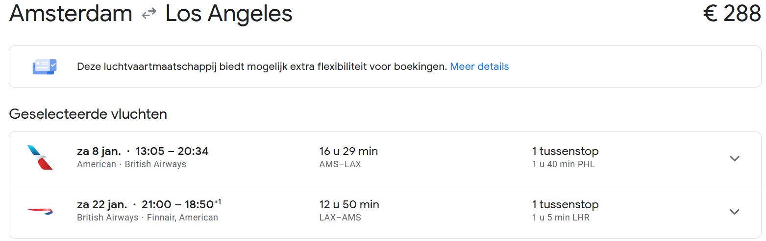 Foto (c) Google Flights Goedkope tickets