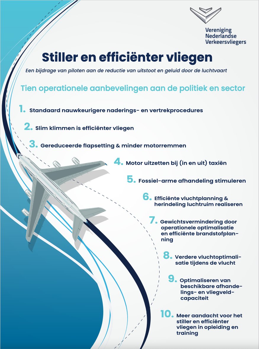 VNV 10 aanbevelingen voor stiller en efficiënter vliegen